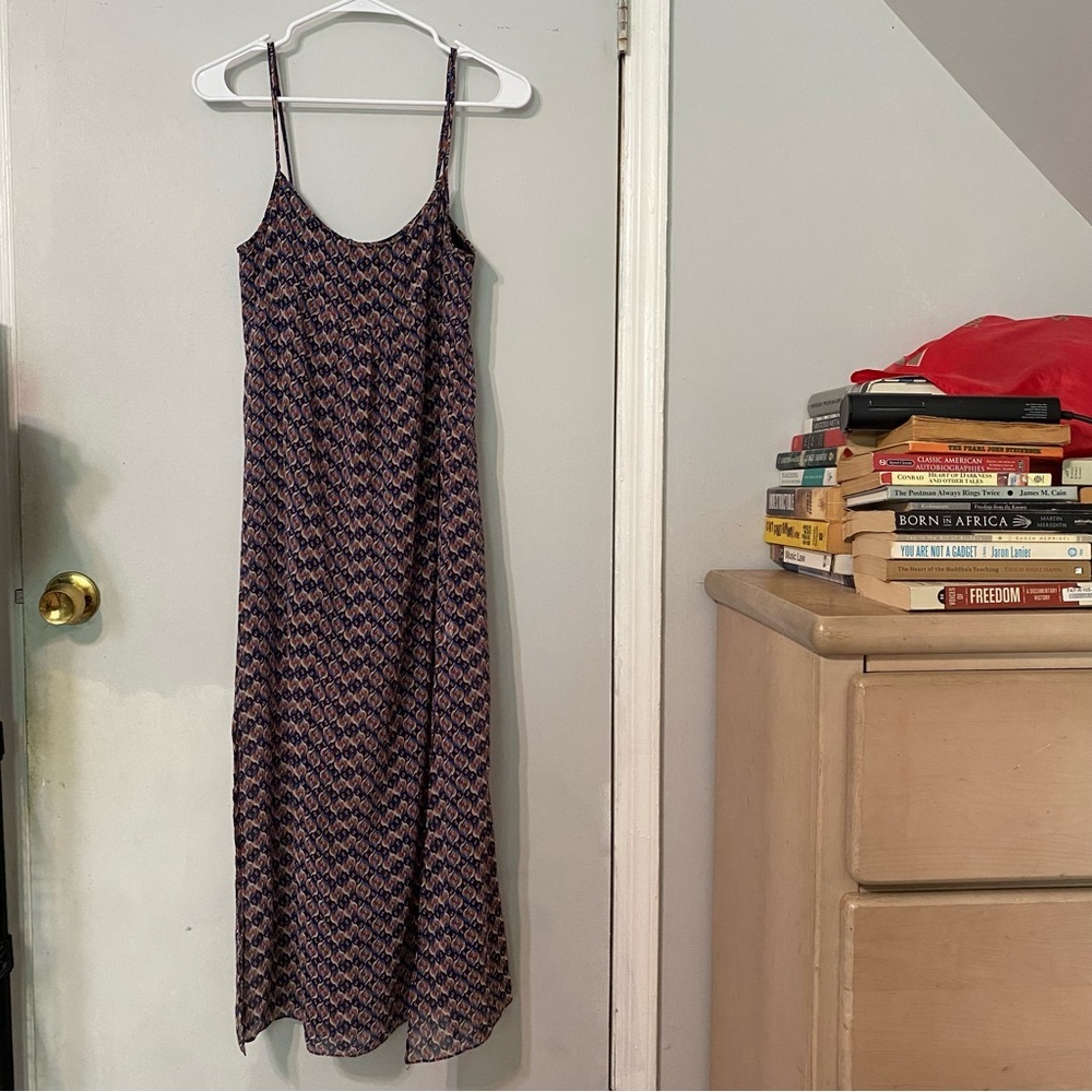 Zara Geometric Print Chiffon Maxi Dress ~ Size XS - Picture 3 of 16